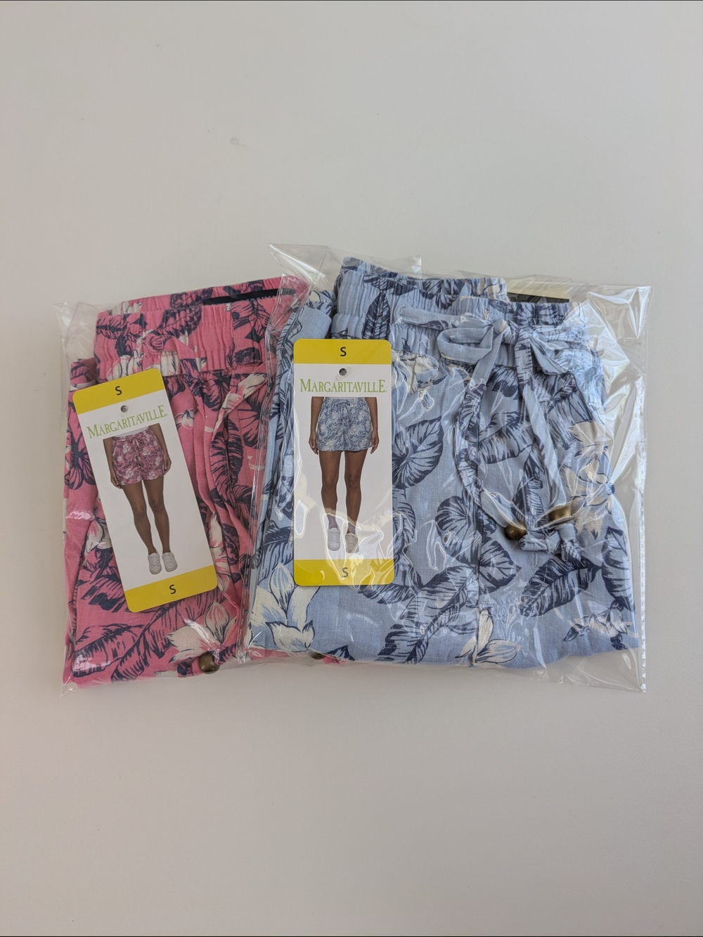 Margaritaville Tropical Print Elastic Waist Shorts - Pink & Blue